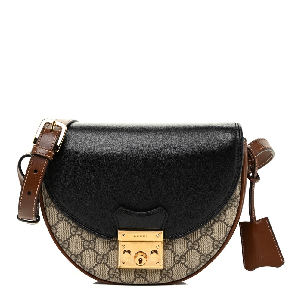 Gucci GG Supreme Calfskin Small Padlock Messenger Shoulder Bag